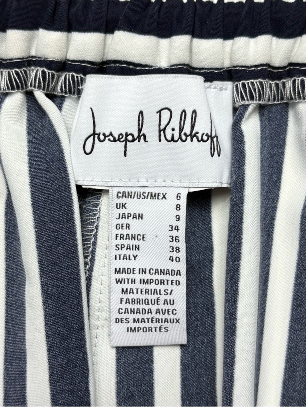 Joseph Ribkoff Midnight Navy Striped Wide Leg Culotte Pants Size 6 Style 221341 - Picture 12 of 12